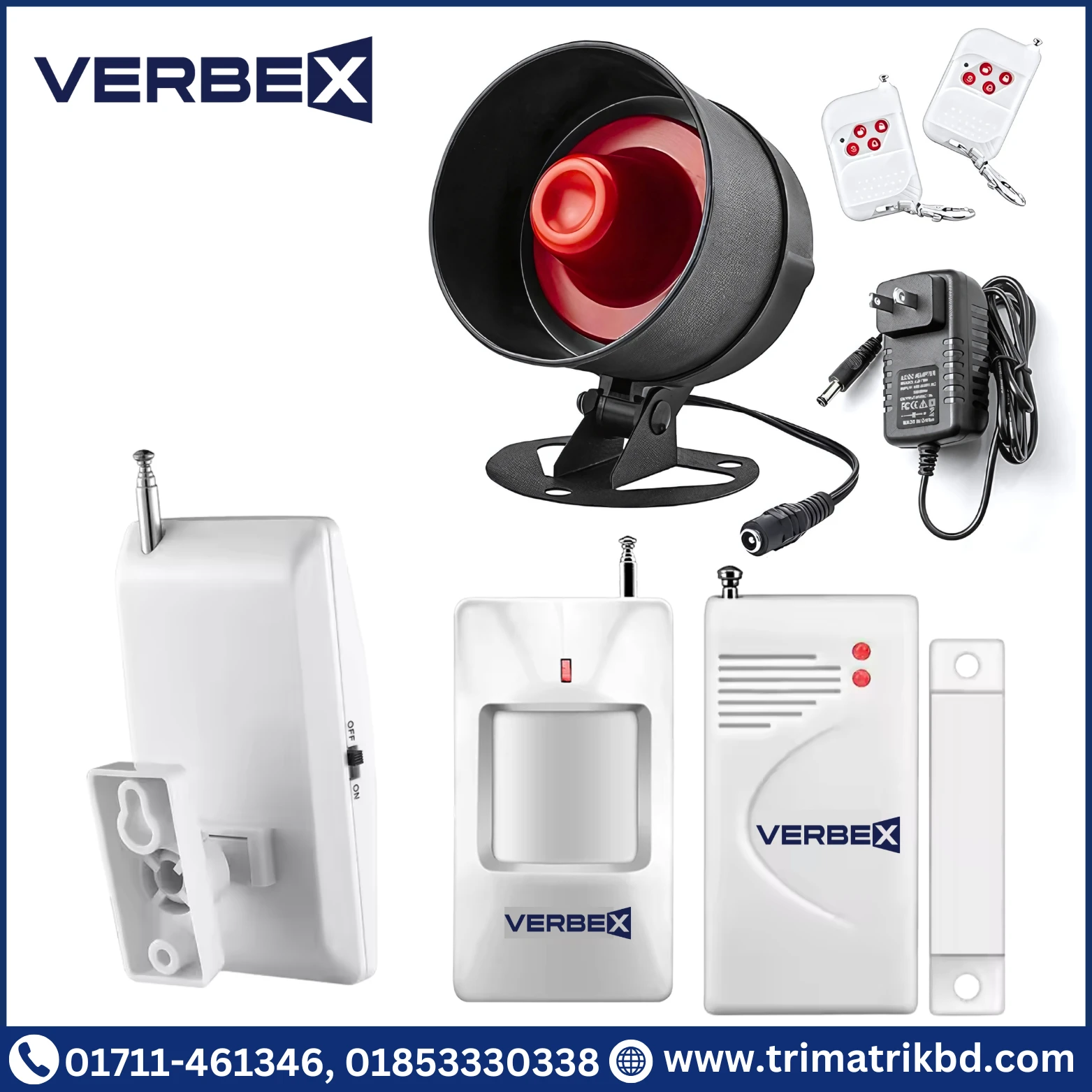 Verbex VT-AK24G Standalone Security Alarm Kits | DIY Home Security Alarm System Kit with Wireless Sensors and Loud 115db Siren, Remote Control, and Motion Detectors