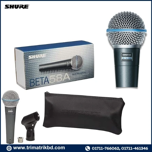 Shure Beta-58A Vocal Microphone - Single Element Supercardioid Dynamic Mic for Stage and Studio, Includes A25D Adjustable Stand Adapter, and Storage Bag