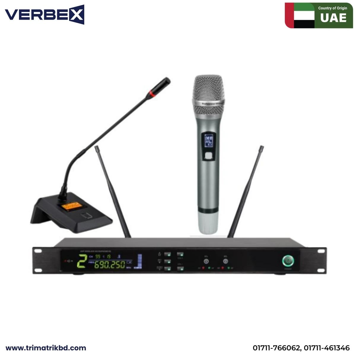 Verbex VT-KU920 UHF Wireless Microphone (Hand + Table-Top)
