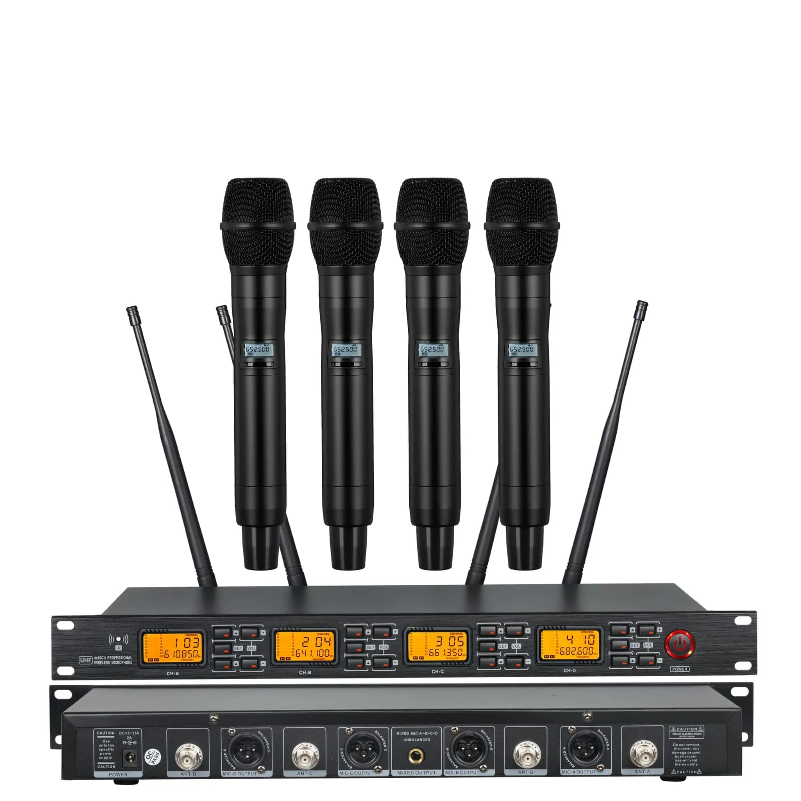 Verbex VT-UR4000 UHF 4-Hand Wireless Microphone Set