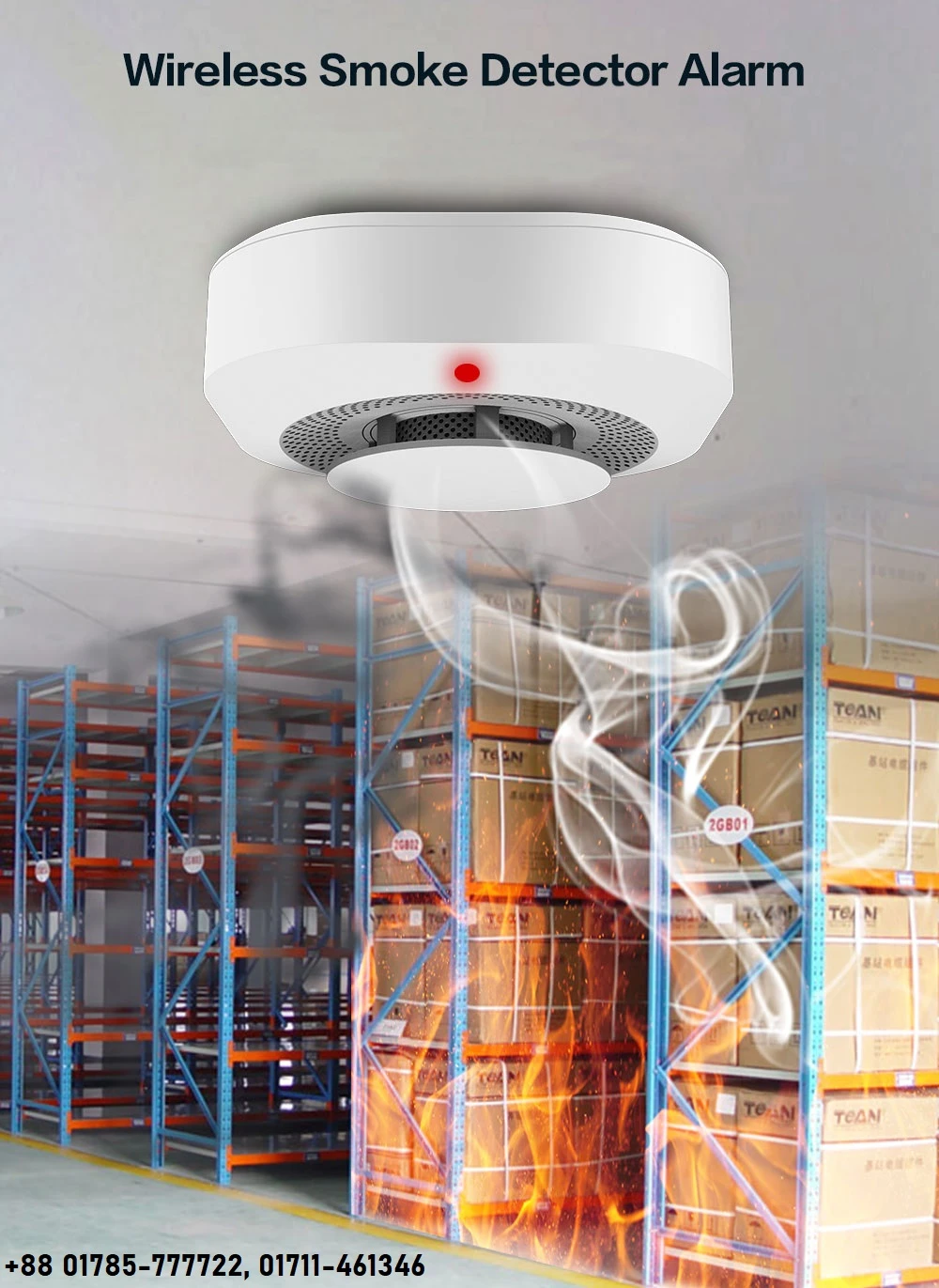 Verbex Wireless 433MHz Smoke Fire Detectors Home Kitchen Security Smoke Sensor Alarm For GSM Wifi Alarm System Used independently Bangladesh