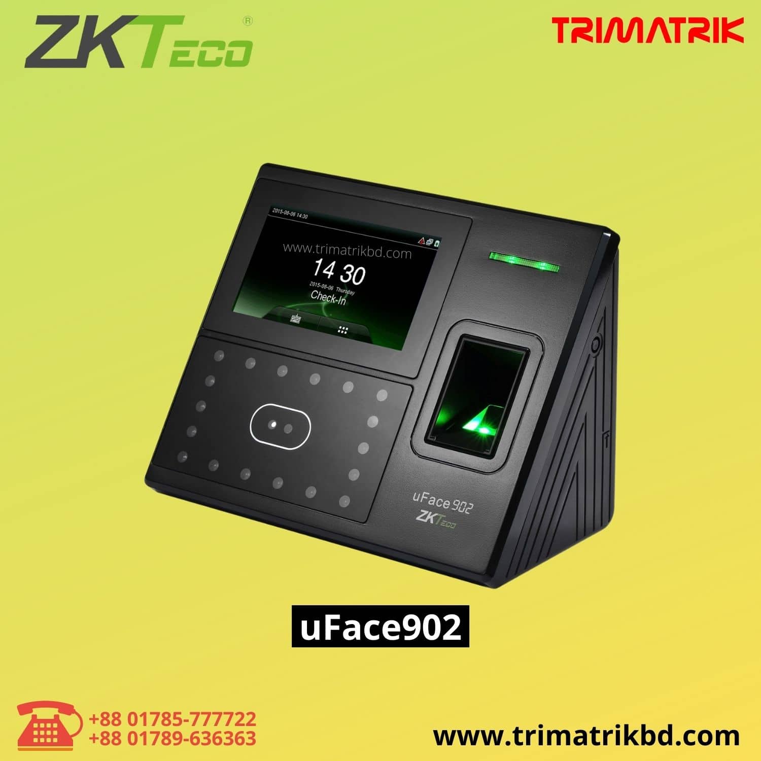 ZKTeco uFace902 Face Recognition & Fingerprint Time Attendance Terminal