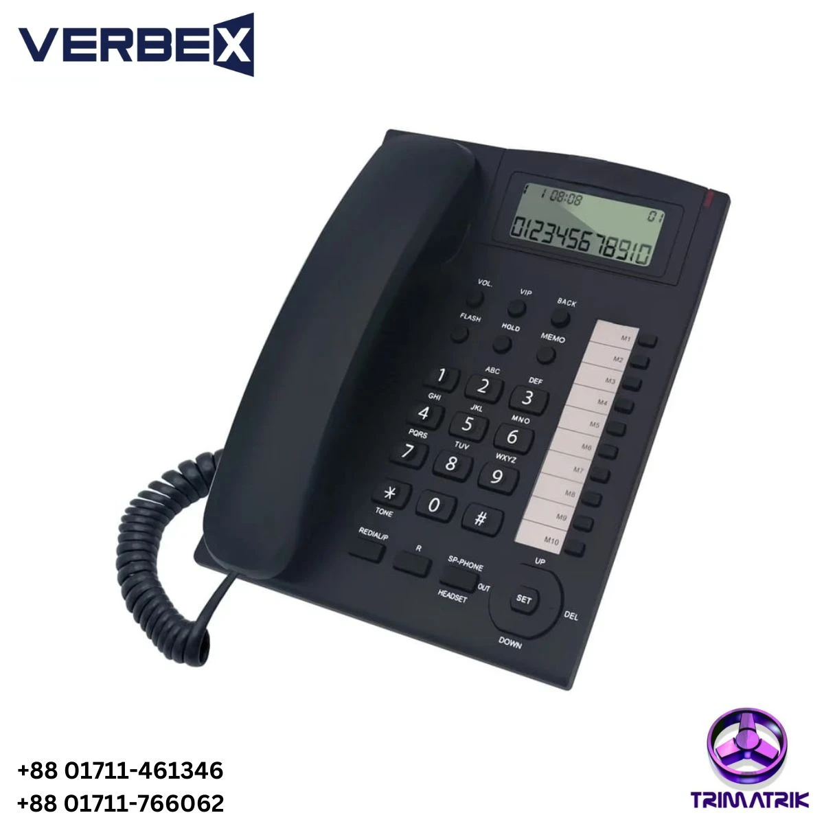 Verbex VTS-T880CID Wired Office Home Multifunctional phone with caller ID Landline Master Telephone set